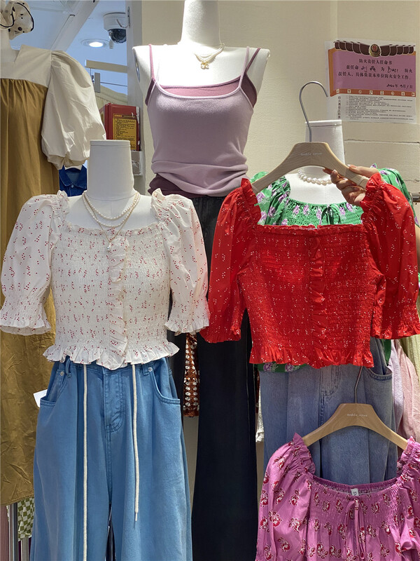 [double seven] bubble sleeve cover short sleeve shirt 28893\zxx