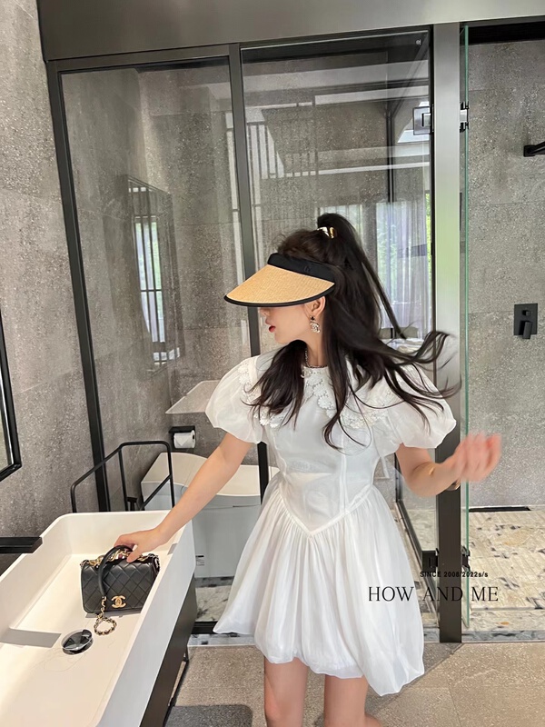 [how and me] Korean style waist closing thin dress 7132\lsl