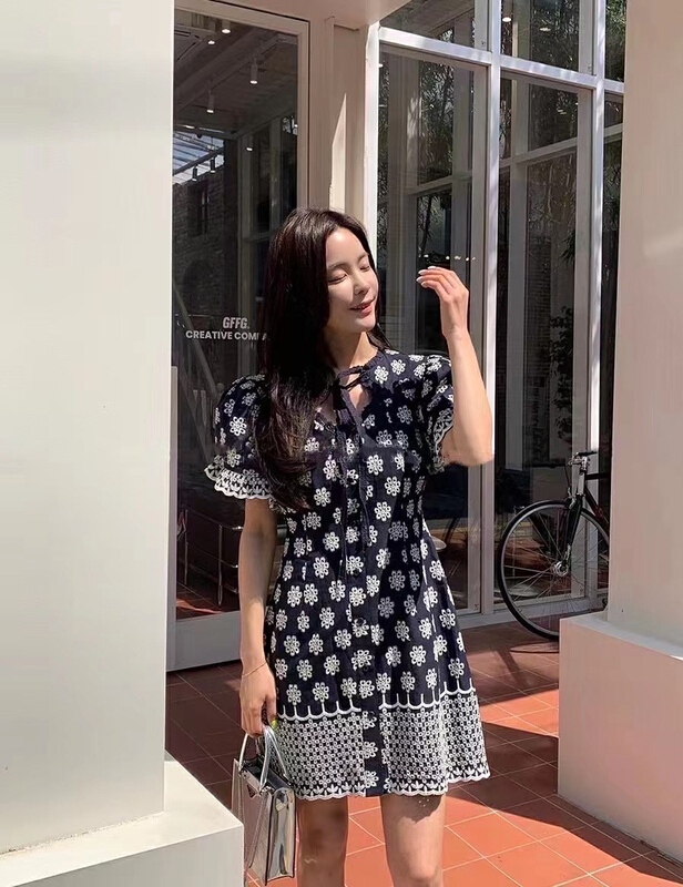 [31 fashion] Korean patchwork print dress 10184\hjy