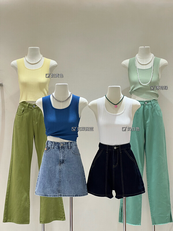 [kJ] Korean version simple and versatile summer Quzhu knitted vest / sling 8338\zxl