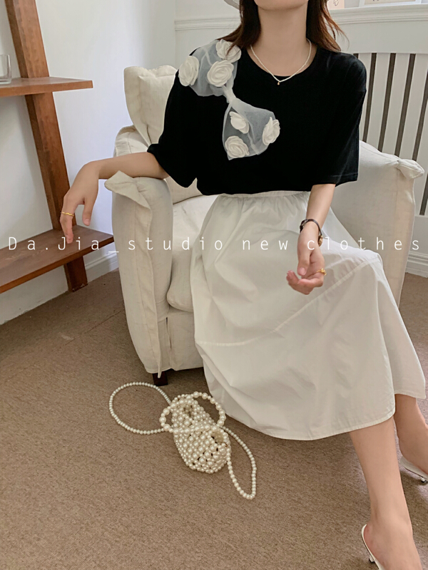 [Dajia] new Hepburn bow short sleeve T-shirt 22520\zxx