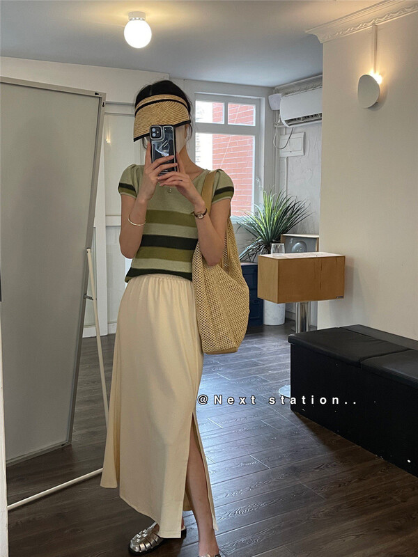 [next station] crew neck stripe comfortable blouse (only selling blouses) 2503\zjy