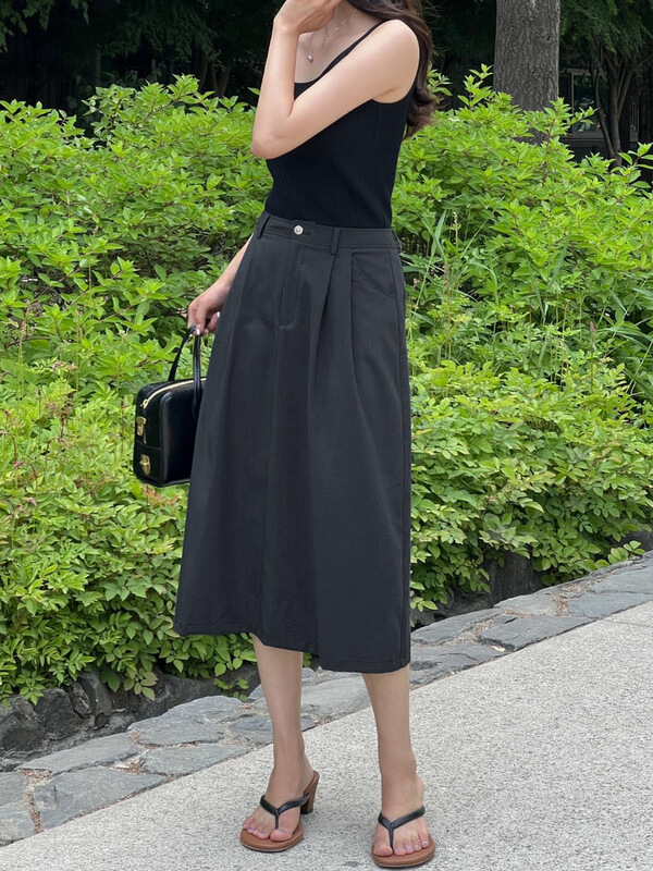 [acme ground] high waist, pure color, temperament, a-hem, versatile skirt 1889\cls
