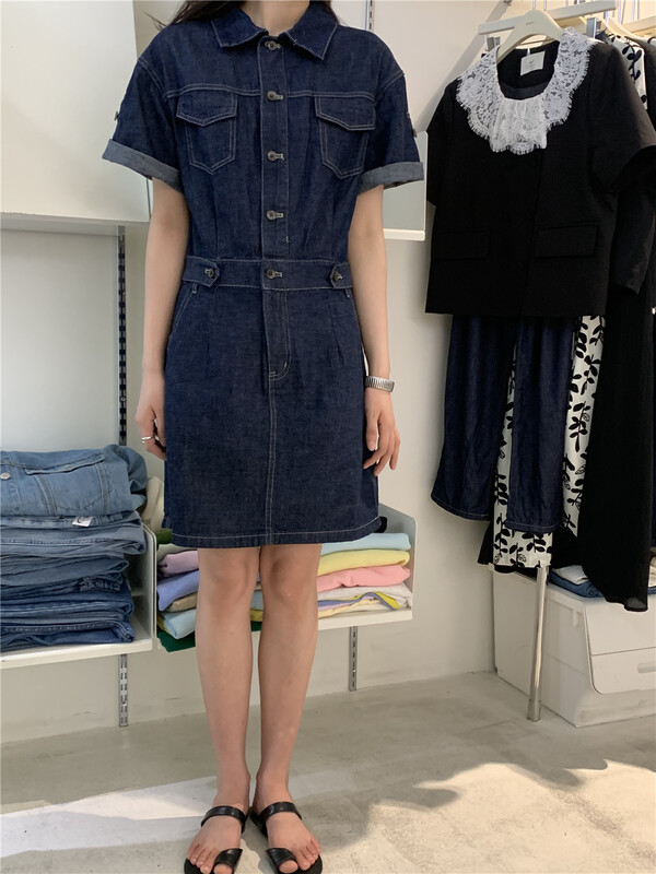 [emoni] Hanfeng waist band button short sleeve Jumpsuit 11020\cls