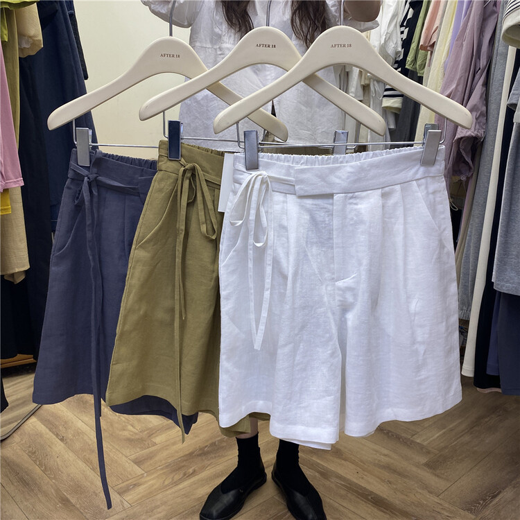 [after 18] Korean side lace up versatile clean casual shorts 700\zjy