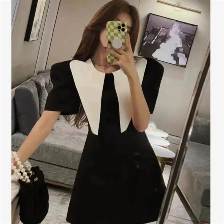 【 Bingbing 】 short sleeve color blocking and crimping dress ys2-8351\xyj