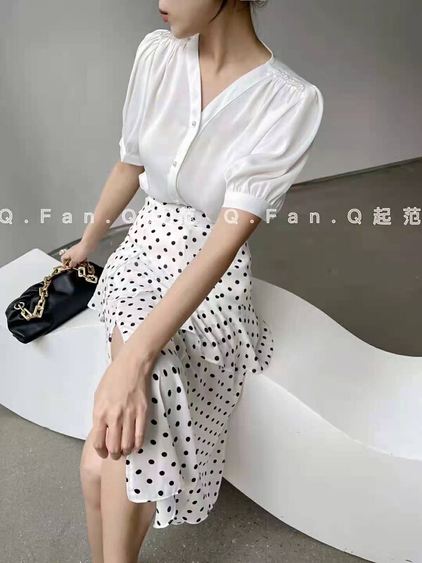 [style] simple and versatile Satin shirt 7393\jj