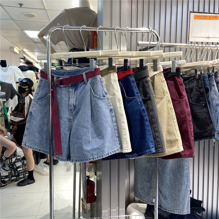 [icciicc] versatile fashion simple Wide Leg Denim Shorts (with belt) 900396\cls