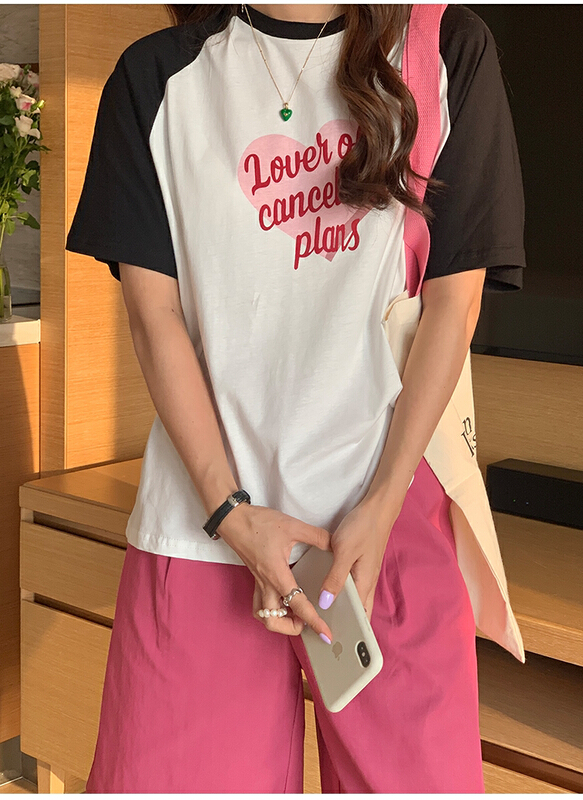 [the mind] letter print fashion short sleeve T-shirt 60366\xyj