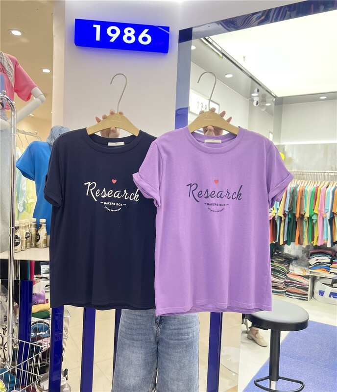 [1986] letter round neck Pullover short sleeve T-shirt f2501\lsl