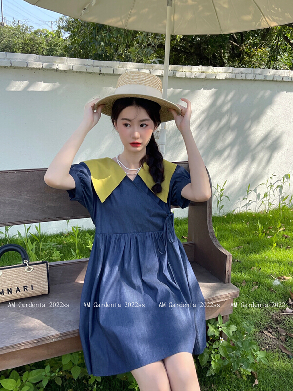 [am Gardenia] Korean version baby neck loose comfortable dress 3628\zxx