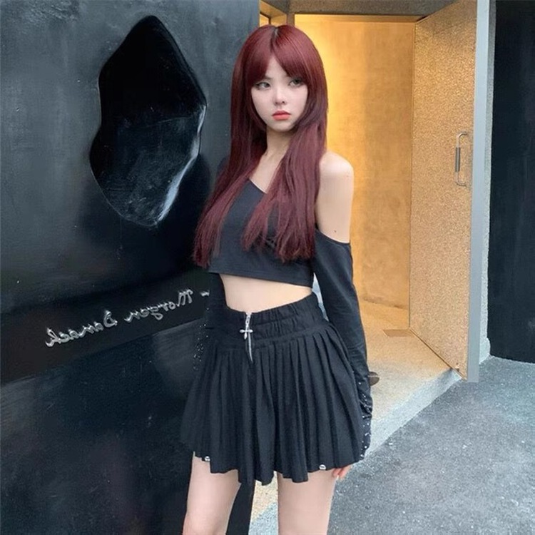 [dawg king] cross logo pleated skirt d9572\wtt