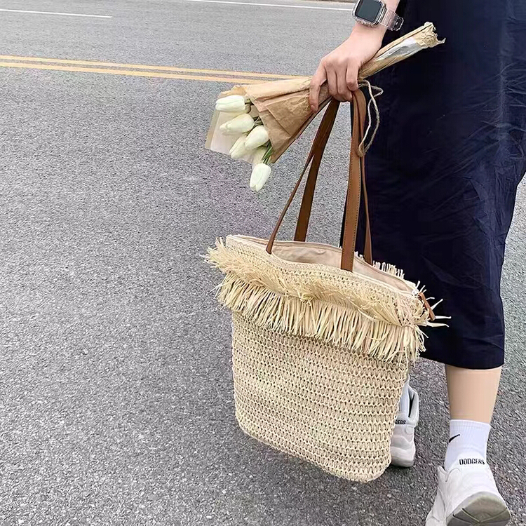 [9:00pm] fashion trend woven design raw edge shoulder bag 5521\lsl