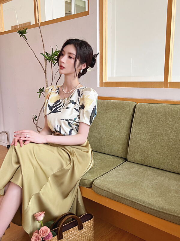 [Hanna inclusive] artistic Chiffon round neck thin shirt m10097\xj