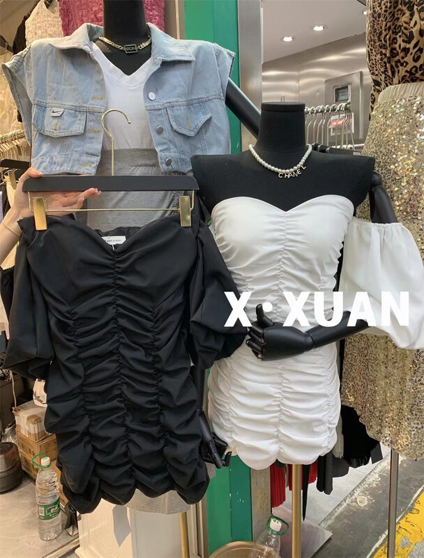 【X.XUAN】網紅辣妹抹胸一字肩包臀連衣裙  7552#  PCZ