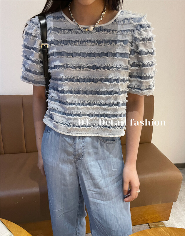 [DT] Japanese versatile stripe Crew Neck Shirt q8051\wpl