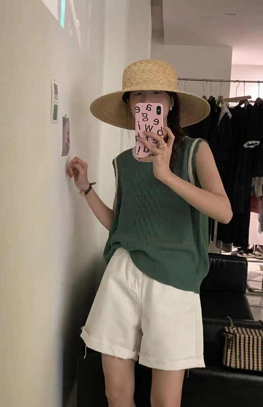 [the nice] Korean version fried dough twist design sleeveless knitted vest / sling 00362\hjy