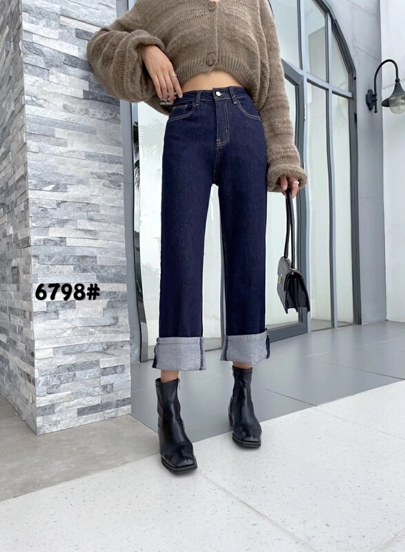 Original price 99.99! [okd] Korean version of simple and versatile wide leg straight jeans 6798-00\zxl