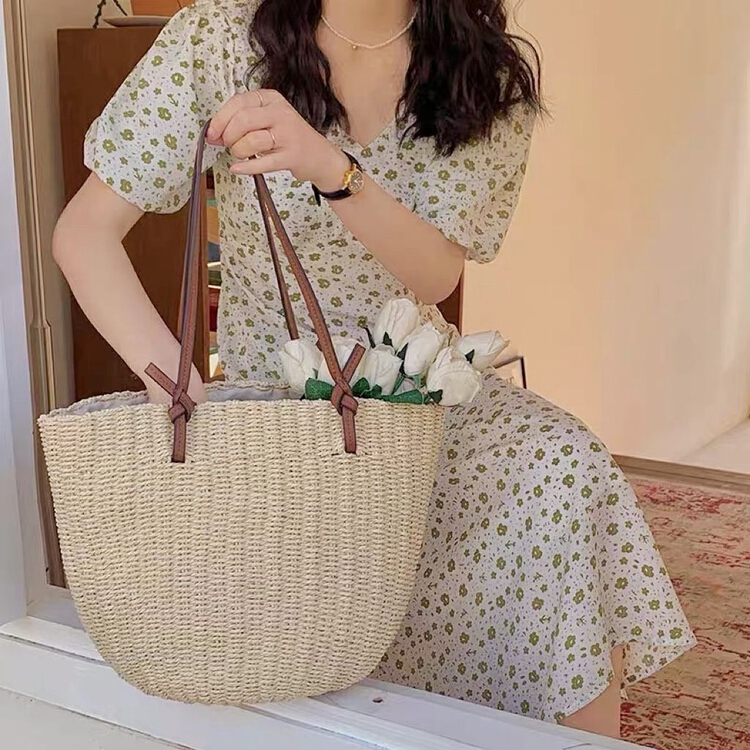 [9:00pm] fashion woven large capacity shoulder bag (with inner bag) 5802\lsl