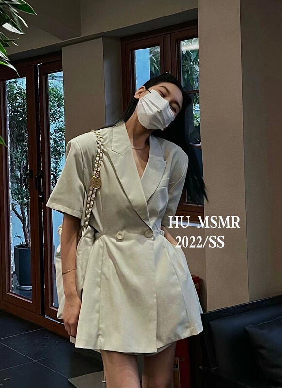 [Hu] temperament double breasted suit Jumpsuit x1236\ozq