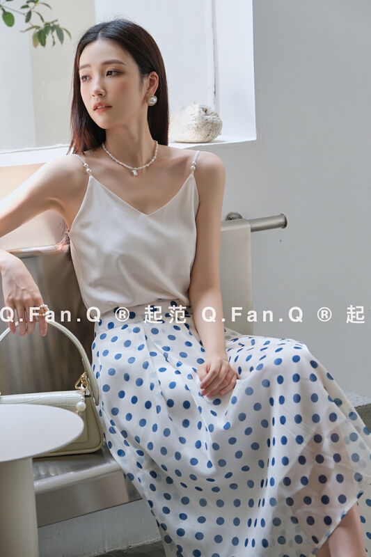 [style] classic wave point versatile foreign style skirt 8815-1\jj