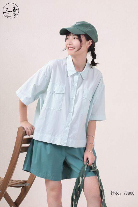 [original three element clothes] simple temperament casual slim shirt 77800