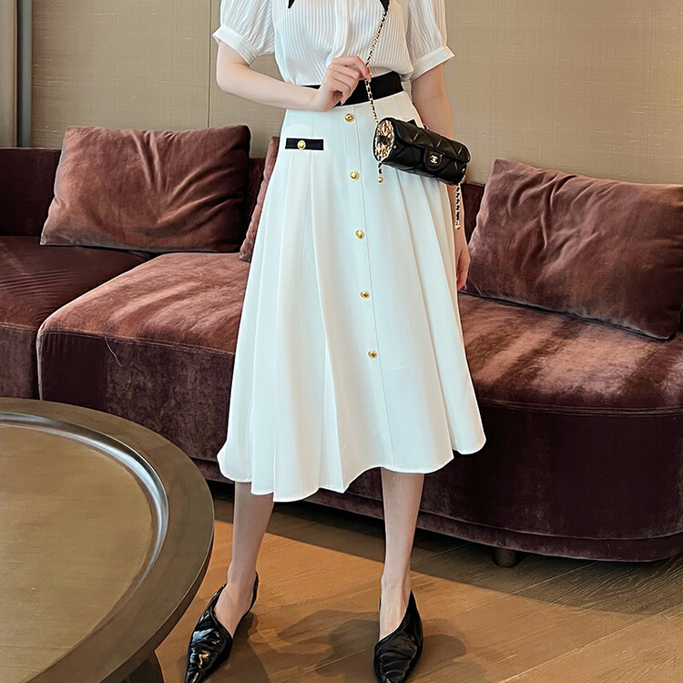 [Hanna inclusive] temperament commuter color contrast high waist slim skirt m3183\xj