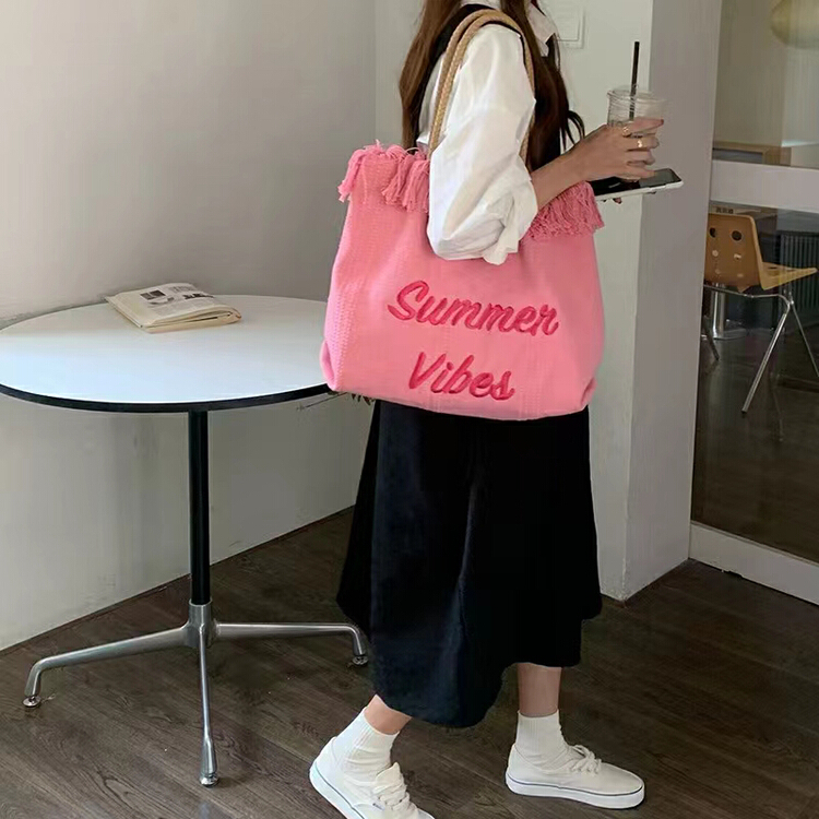 [9:00pm] personalized letter tassel large capacity shoulder bag 2336\lsl