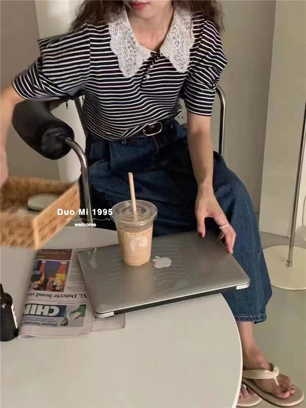 [Duomi] stripe fashion versatile short sleeve T-shirt 2929\zxl