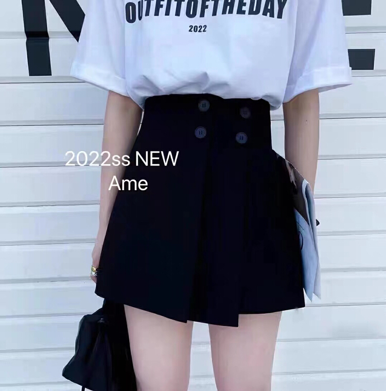 [Linna] comfortable and versatile solid color minimalist skirt pants 7036\zxx