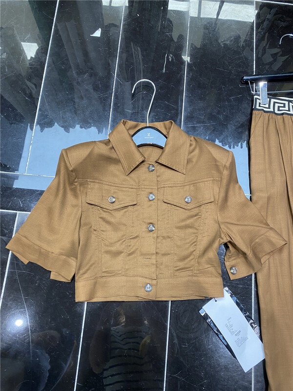 [Zia] solid color fake pocket short sleeve jacket 620351\gyj