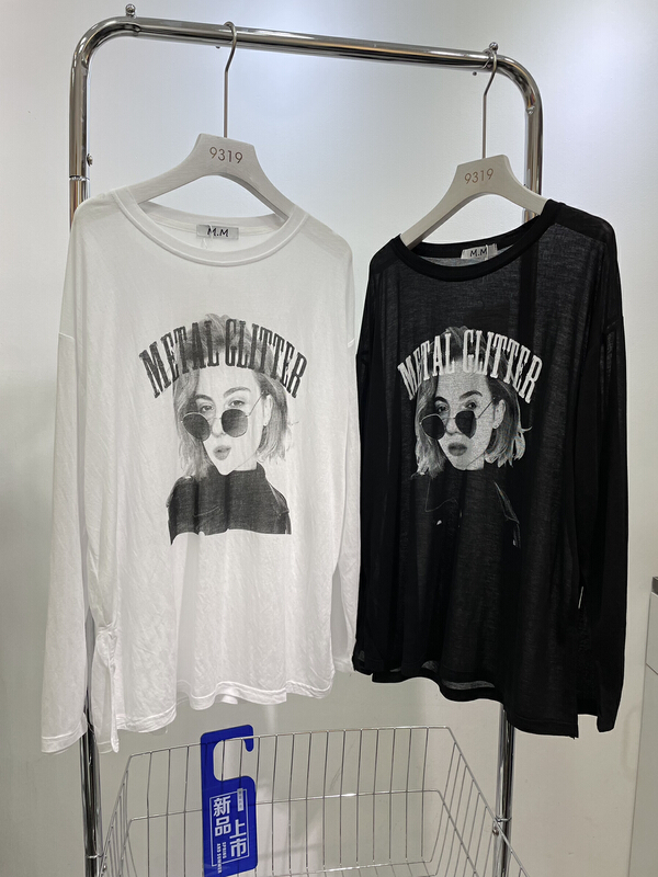 [M.M] split hem round neck Pullover trendy cool beauty sunscreen shirt 8128\l