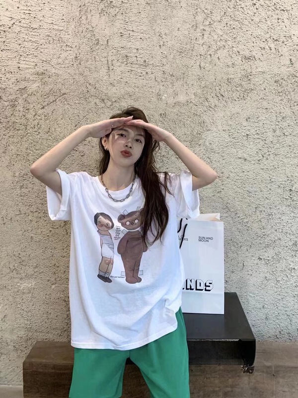 [seven 7] loose Cartoon Bear print short sleeve T-shirt 8279\wtt