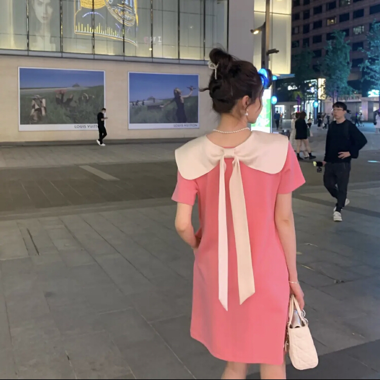 [miss Xixi] French small doll neck short sleeve back bow dress 1603\l