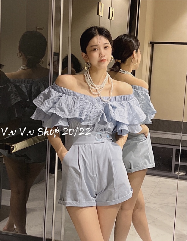 [v.v] elegant lotus leaf shoulder shirt 7299\zxx