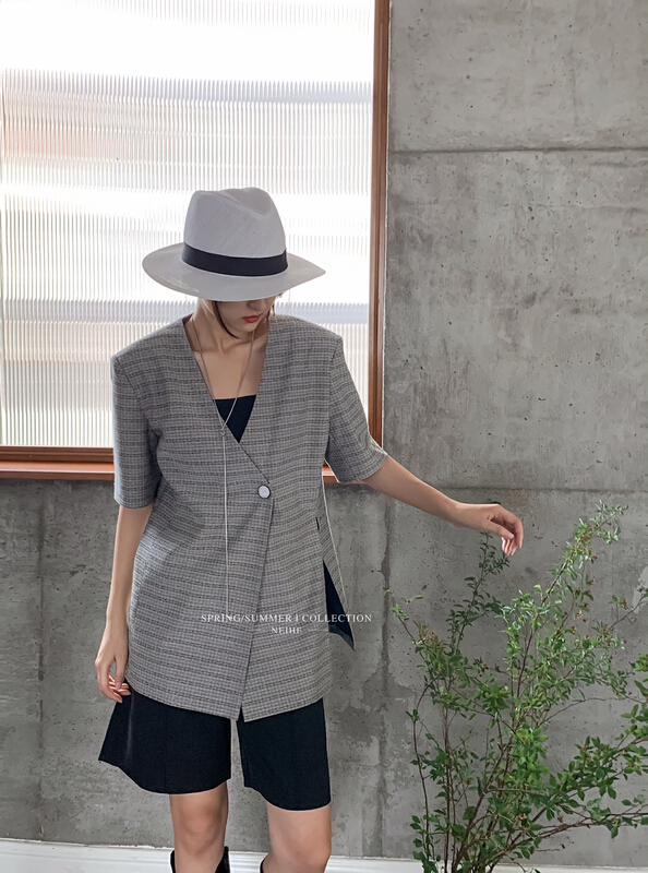 [neihe] niche design side slit short sleeve suit 11596\jhy