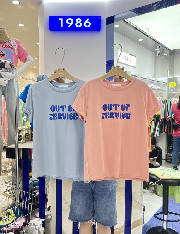 [1986] letter print comfortable short sleeve T-shirt f2600 \lsl