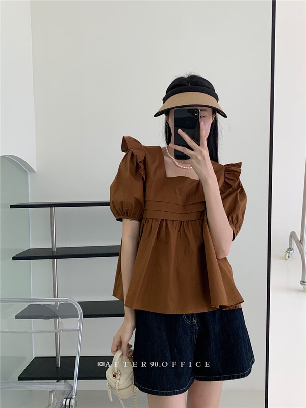 [after.90] bubble sleeve lady temperament blouse (only selling blouses) 6788\ll