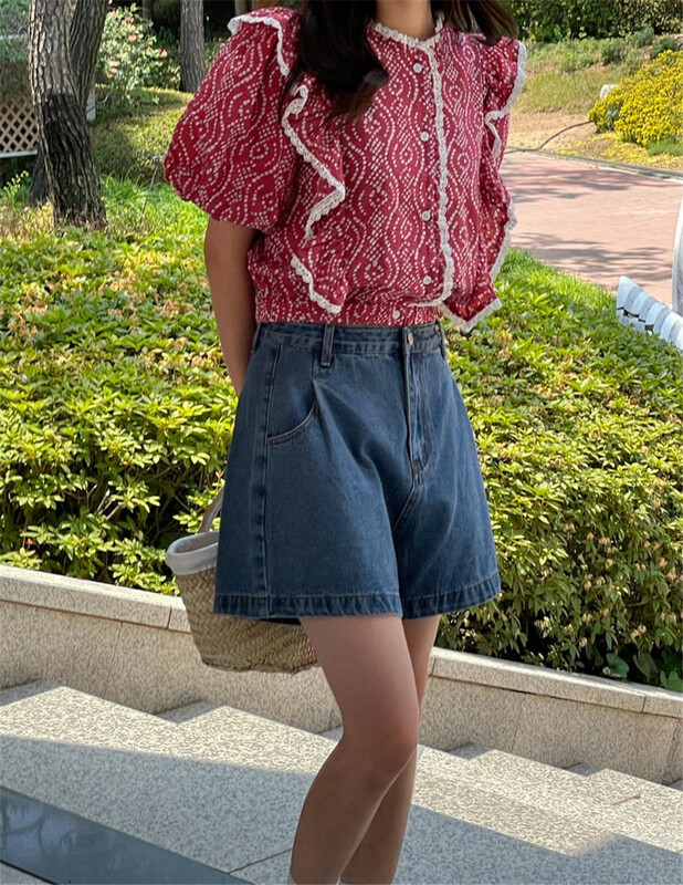 [acme ground] fashion color contrast versatile small design shirt 1989\cls