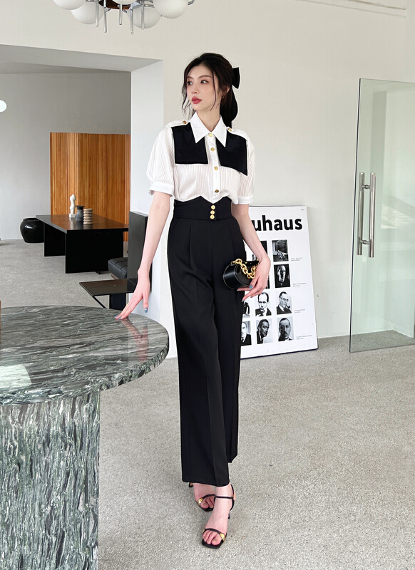 [Hanna Hanna] temperament commuter high waist slim pants m3275\jhy