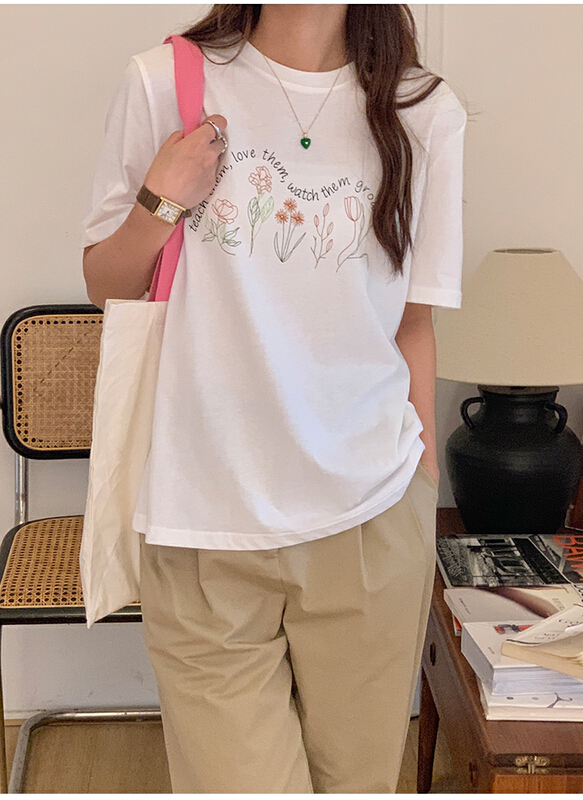 [the mind] ins Korean style versatile printed short sleeve T-shirt 60391\jhy