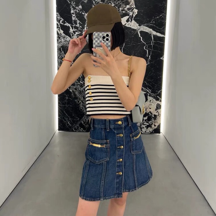 [o not 1] slim rib denim skirt n120\lsw