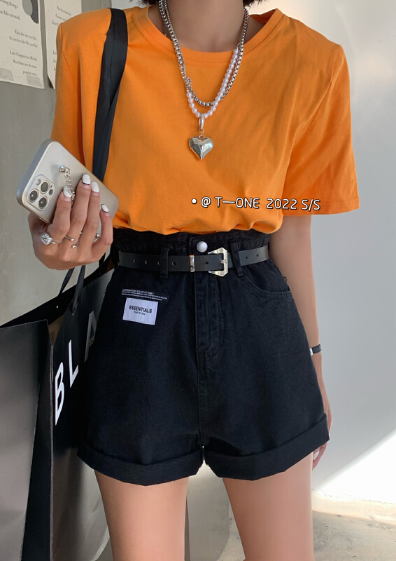 Original price 69.93! In early summer! [t one] Korean skinny western style denim shorts (with belt) 9057\lsl