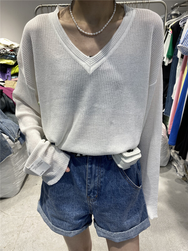 [d+] Pullover V-Neck long sleeve sweater 2217\ozq