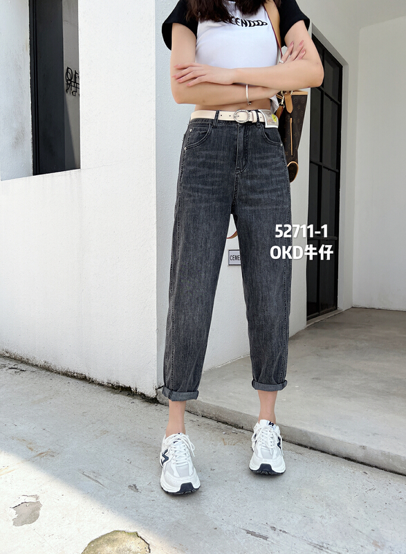 [okd] fashionable casual versatile label jeans (with belt) 52711\zxl