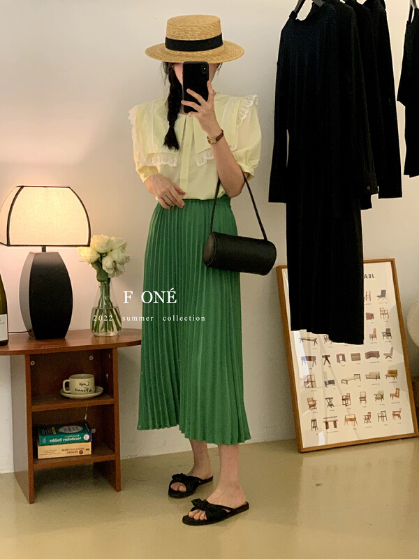 [f one] commuter versatile pleated elastic waist skirt 66183\wpl