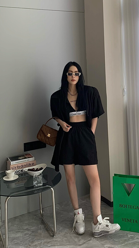 [ID] solid loose shirt + casual Shorts Set 9511\lsl