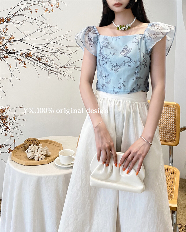 [YX] little woman's square neck temperament shirt 6795\zjy