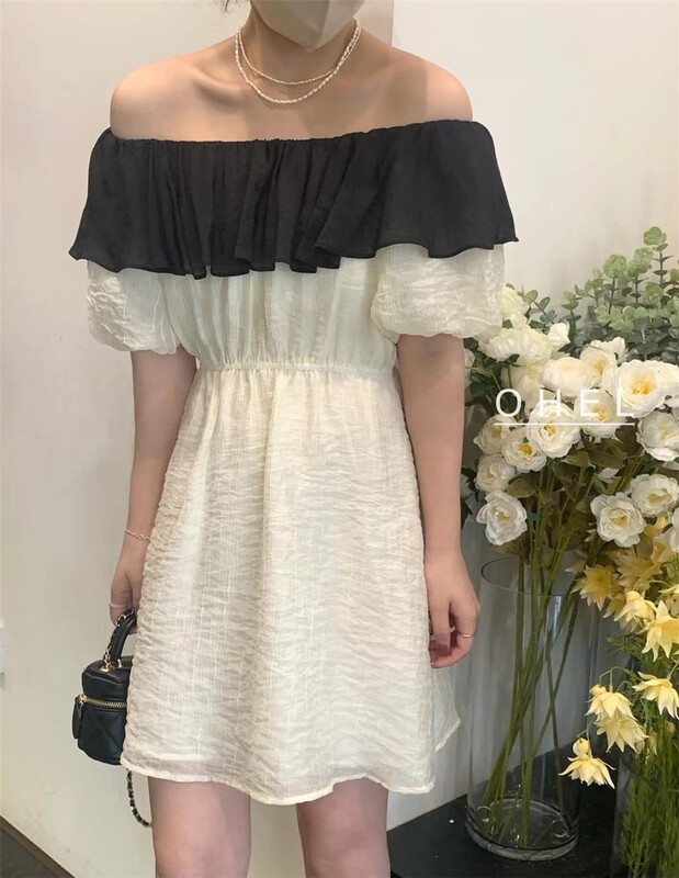 [Ohel] contrast one line collar waist dress 22202\cls
