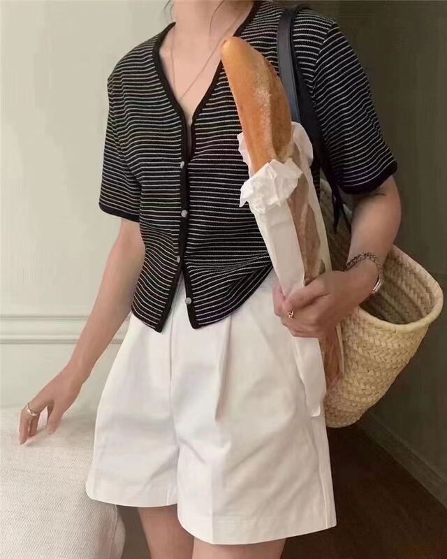[Duomi] striped V-neck blouse 883\zxl